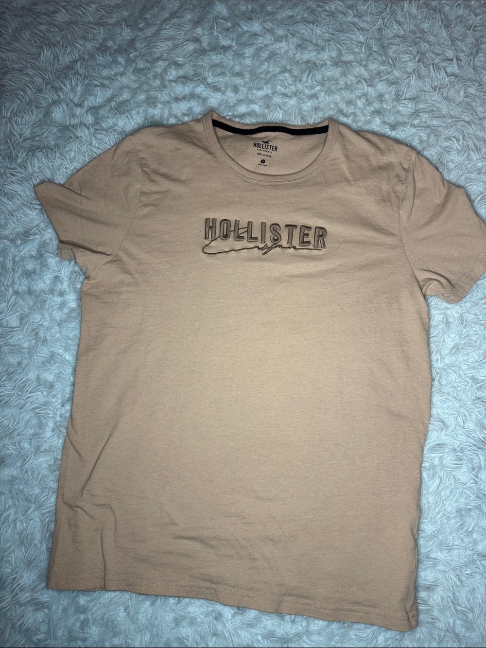 Hollister Men's Logo Crewneck Tee in Light Brown medium.  44